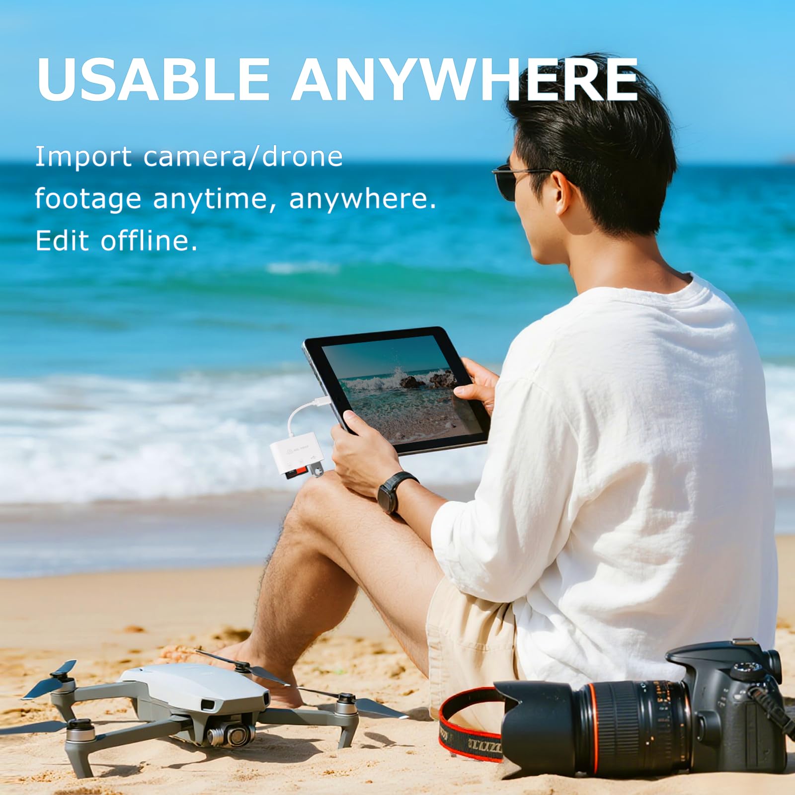 USB SD Kartenleser 3.0, USB C Kartenleser für iPhone 15/16 iPad MacBook Windows Android, 3 in 1 TF & SD Kartenadapter, Tragbarer Micro SD Speicherkartenadapter, Trail Camera Viewer, Plug and Play