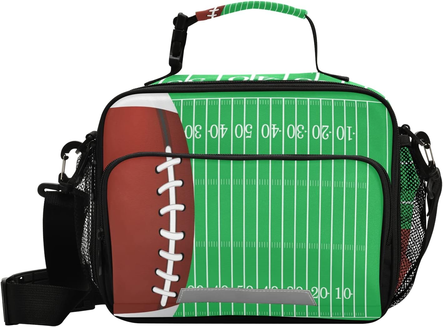 Eionryn American Football Lunch Bags Sports Ball Field Lunch Box Insulated Cooler Bag Reusable Tote Shoulder Bag for Outdoor Picnic Meal Office