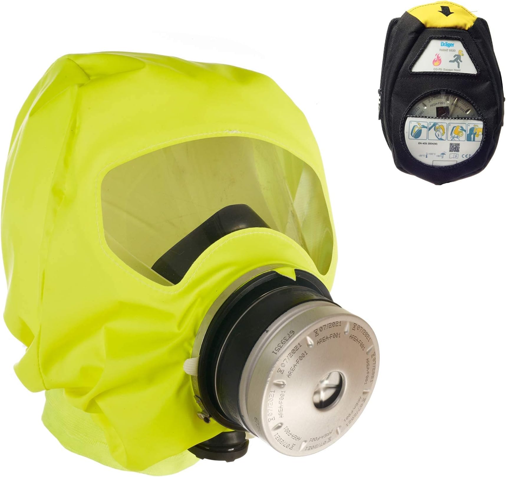 Dräger PARAT 7520 Fire escape hood | Self-rescuing escape hood with combi filter ABEK CO P3 | Fire protection with carbon monoxide filter | Soft Case