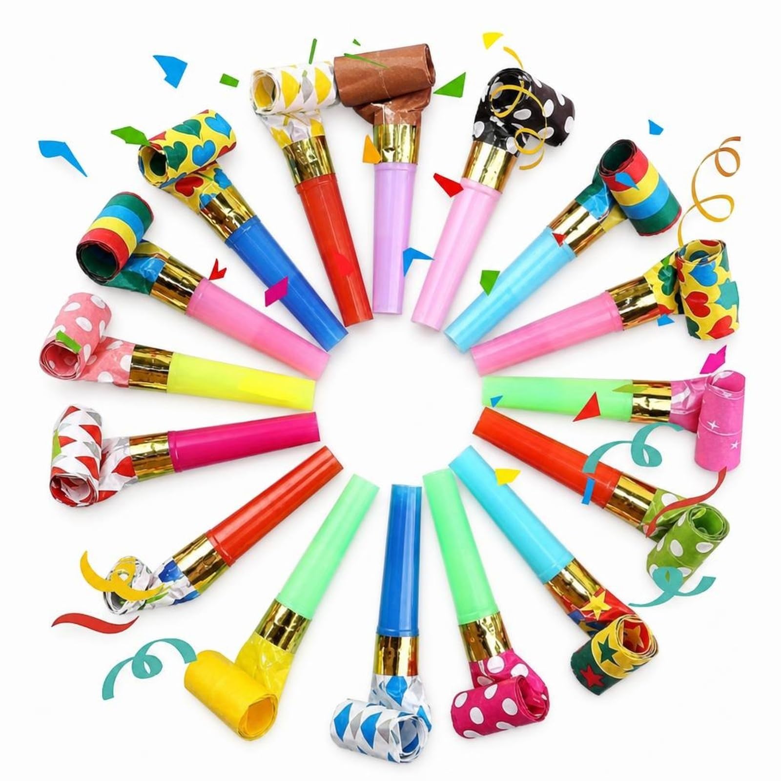 Party Poppers 30 Pack, Party Blowers, Mixed Colours, 25 cm