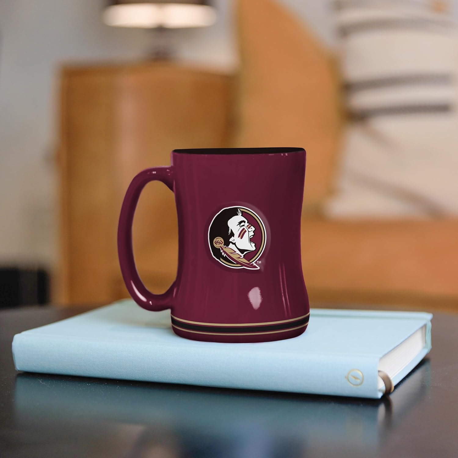 Logo Brands NCAA Florida State Seminoles 14oz Ceramic Relief Mug with Team Logo and Elongated Handle - Image 3