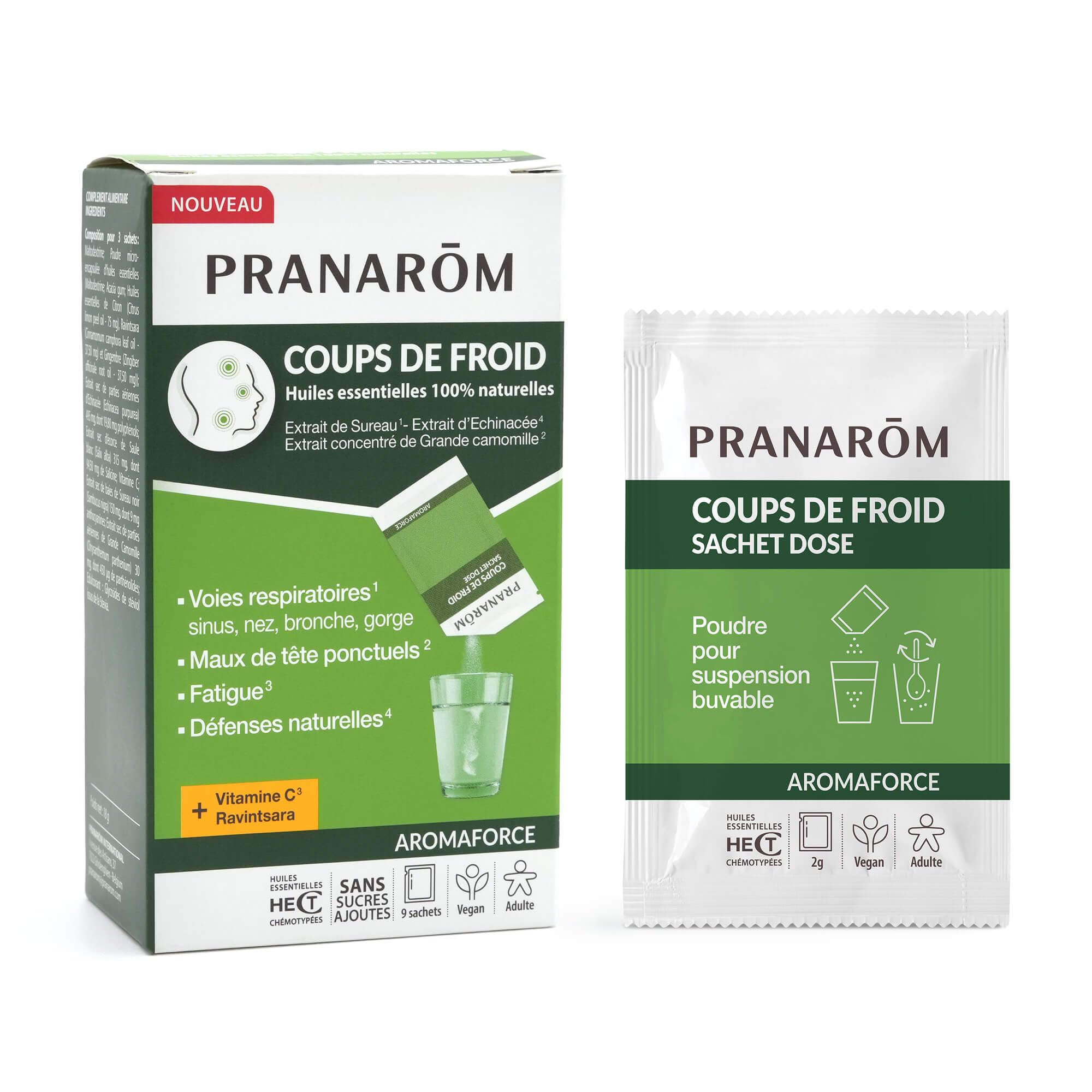 Pranarôm - Aromaforce Sachet Coups de froid - Vitamine C Ravintsara - 9 sachets