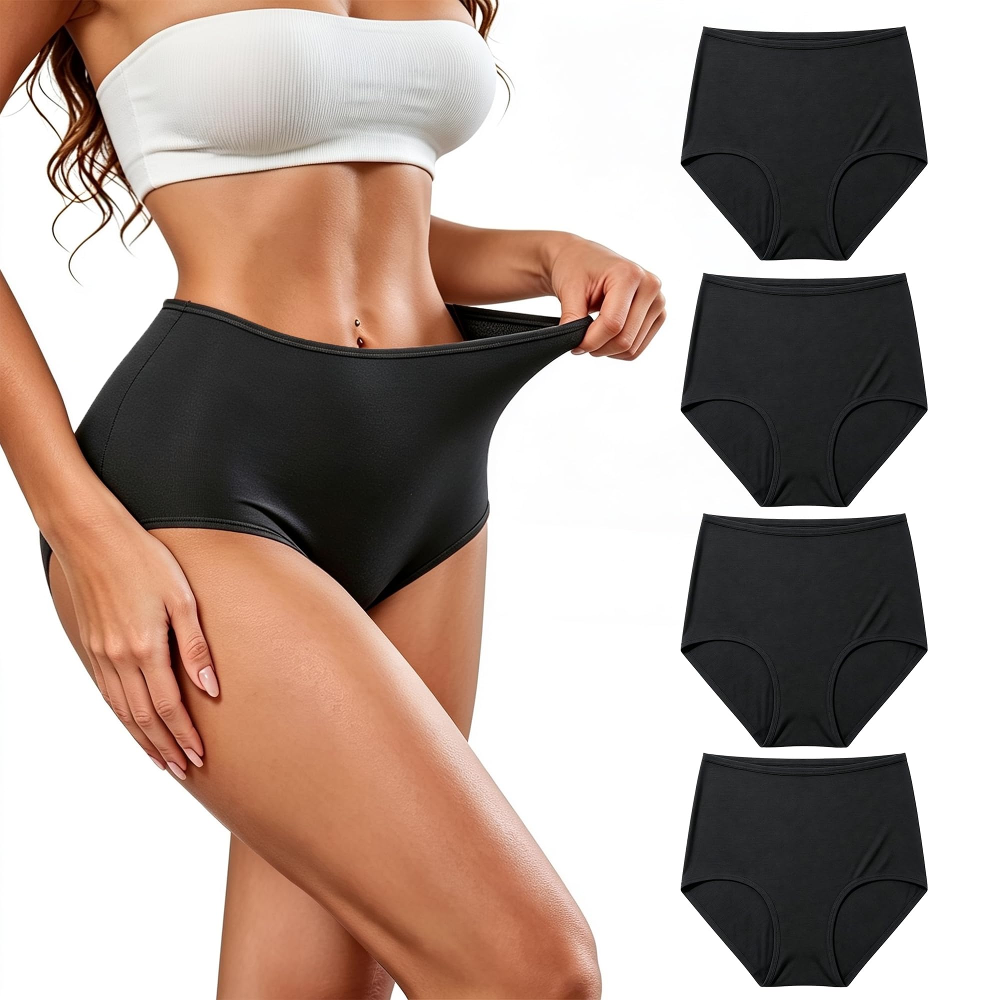 Biancheria intima da donna in cotone a vita alta slip da donna morbida copertura completa mutandine confezione da 4 dimensioni normali
