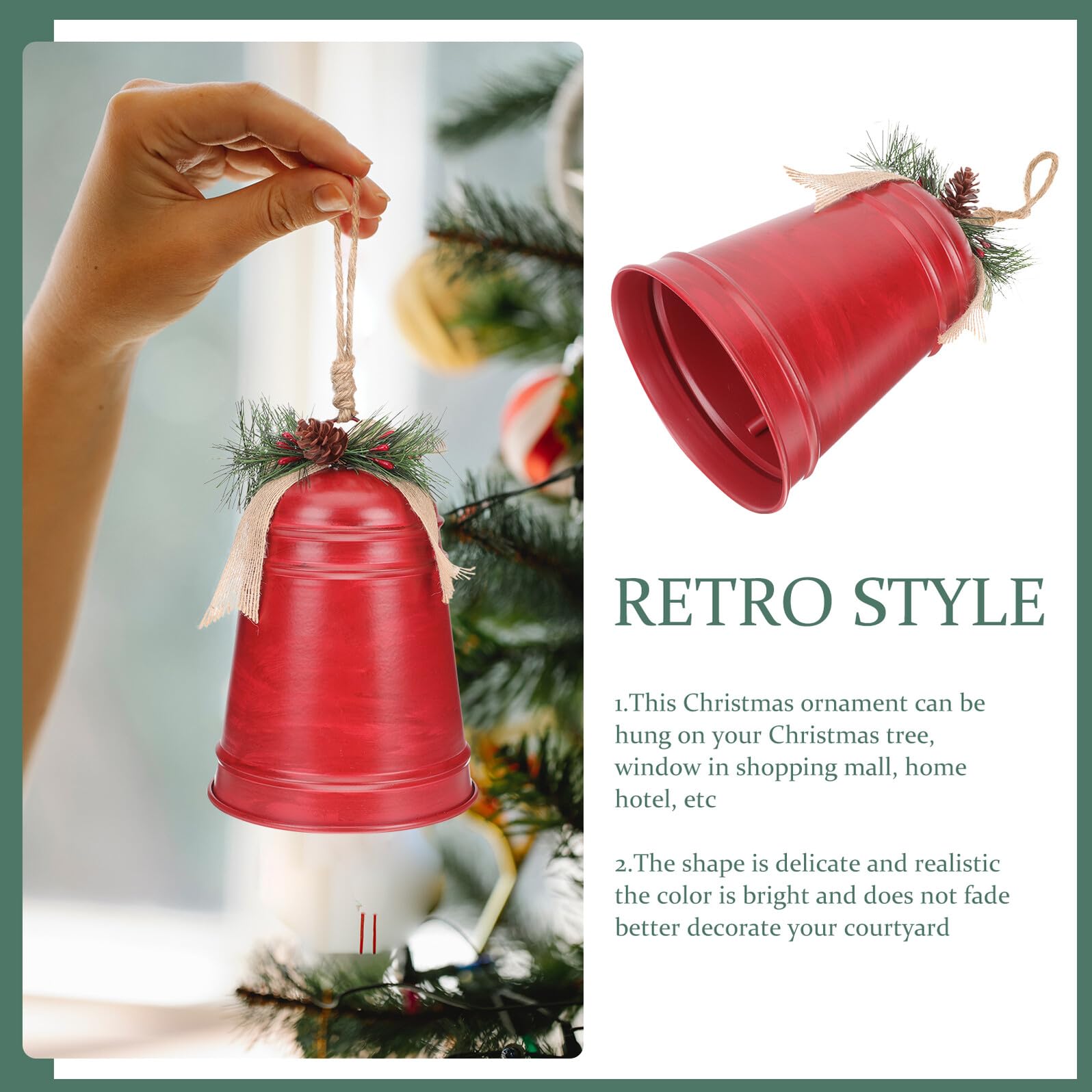 Uonlytech Campana di Natale Decorativa in Metallo Rossa da Appendere per Albero Porta e Parete Ciondolo Sonoro per Festa Natalizia e Decorazioni per la Casa