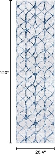 Miniatura 28 de SAFAVIEH Amelia Collection - Alfombra de área de 5.3 x 7.6 pies, color gris y azul marino, diseño geométrico, no desprende pelusa y de fácil