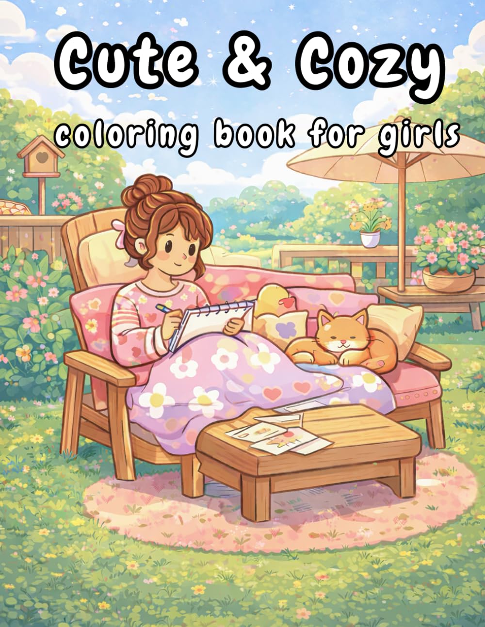 Cute & Cozy girls: Relaxation Coloring Book for Girls : Bold and easy designs to Help You Relax for all ages