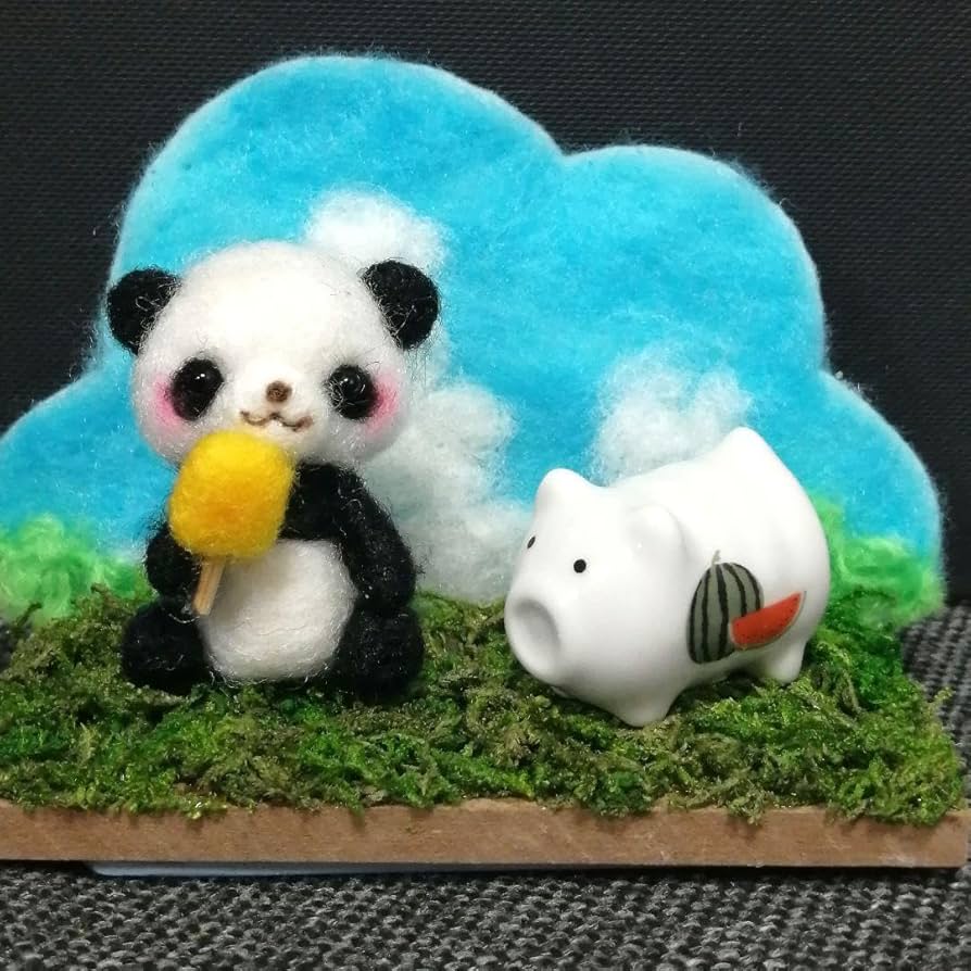 羊毛フェルト　パンダ 羊毛フェルト パンダさん 羊毛フェルト Lana** 通販 16771627