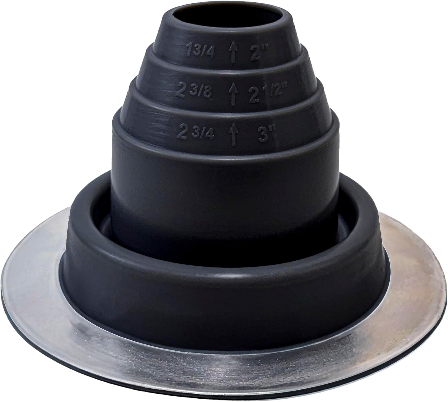 EPDM Pipe Flashing with Aluminum Base for Roofing, Plumbing, and Ventilation #2 - Fits Pipes 1-3/4” to 3-1/4” OD