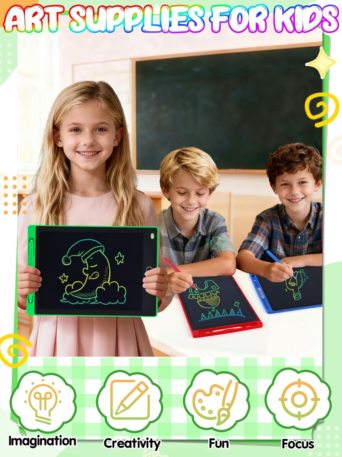 LCD Writing Tablet for Kids Party Favors Bulk - 12 Pack 10in Colorful Doodle Board, Erasable Drawing Pad for Goodie Bags Stuffers Birthday Gifts, Learning Travel Toys for Girls Boys Aged 3 4 5 6 7 8
