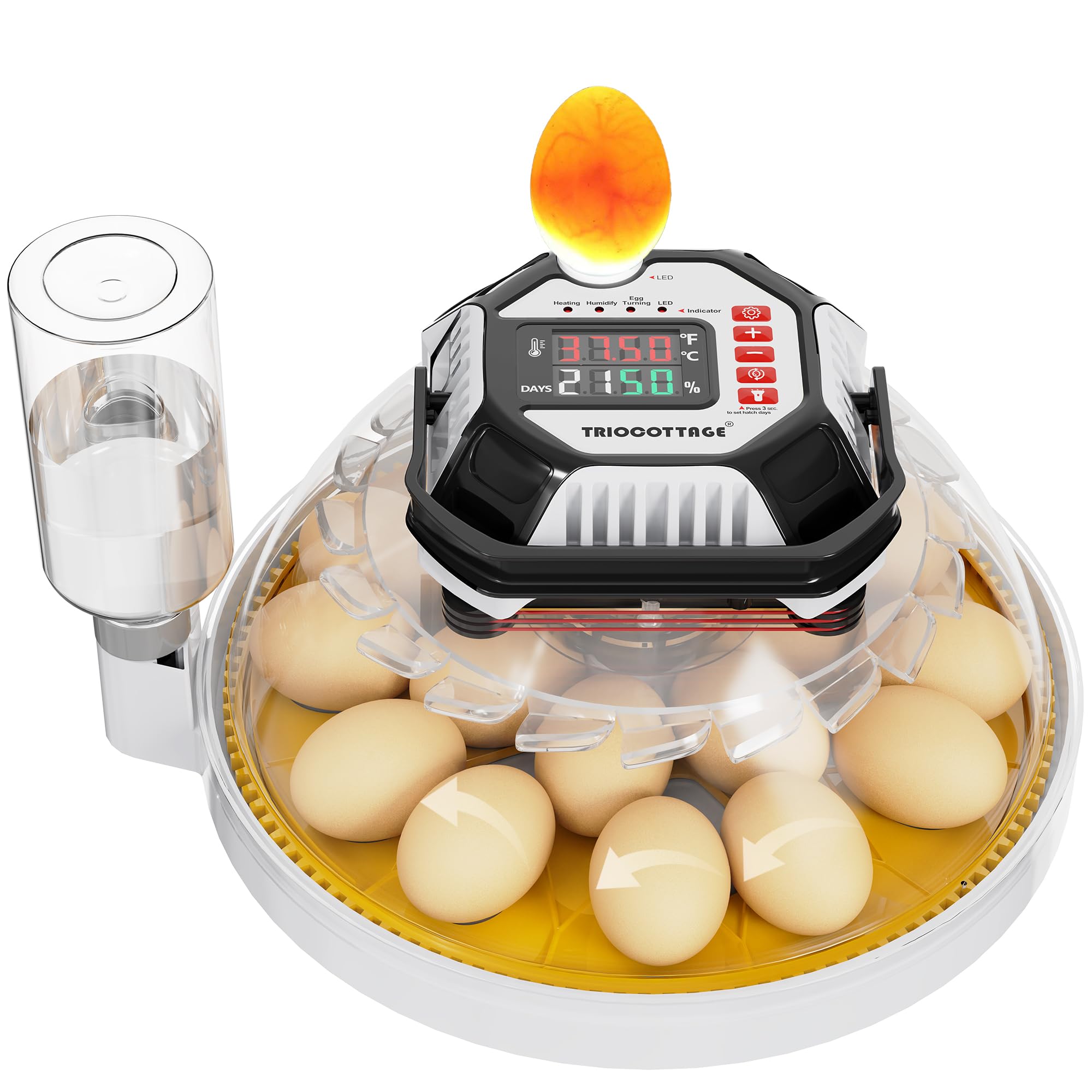 Couveuse Oeuf Automatique 18 Œufs Incubateur oeuf Brumisation auto remplissage Contrôle auto humidité température uniforme Retournement Œufs Auto poule canard oie caille
