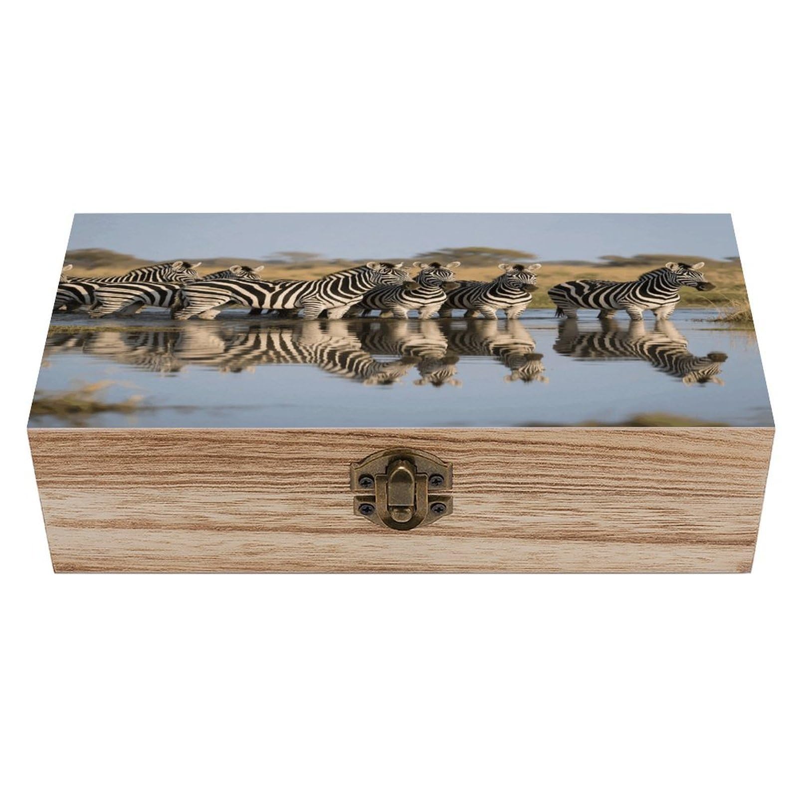 VstaDank Zebra Wooden Storage Box Decorative Jewelry Case with Lids Exquisite Wood Box Letters Gifts Acacia Wood Boxes Fashion Wooden Keepsake Boxes for Men Women