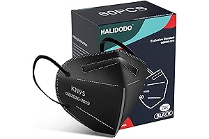 HALIDODO 60 Packs Individually Wrapped KN95 Face Masks