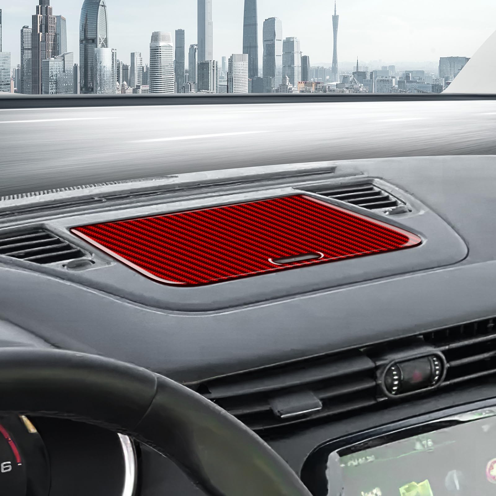 KUNGKIC Per Alfa Romeo Giulietta 940 2011-2020 in fibra di carbonio per cruscotto auto, console centrale, contenitore, pannello, adesivo, accessori interni (rosso)