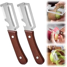 2PCS Multifunction Vegetable Peeler for Kitchen, Stainless Steel Fruit & Potato Peeler with Bottle Opener and Wooden Handle, 3-in-1 Kitchen Gadget for Carrot, Pumpkin, Cucumber and Veggie