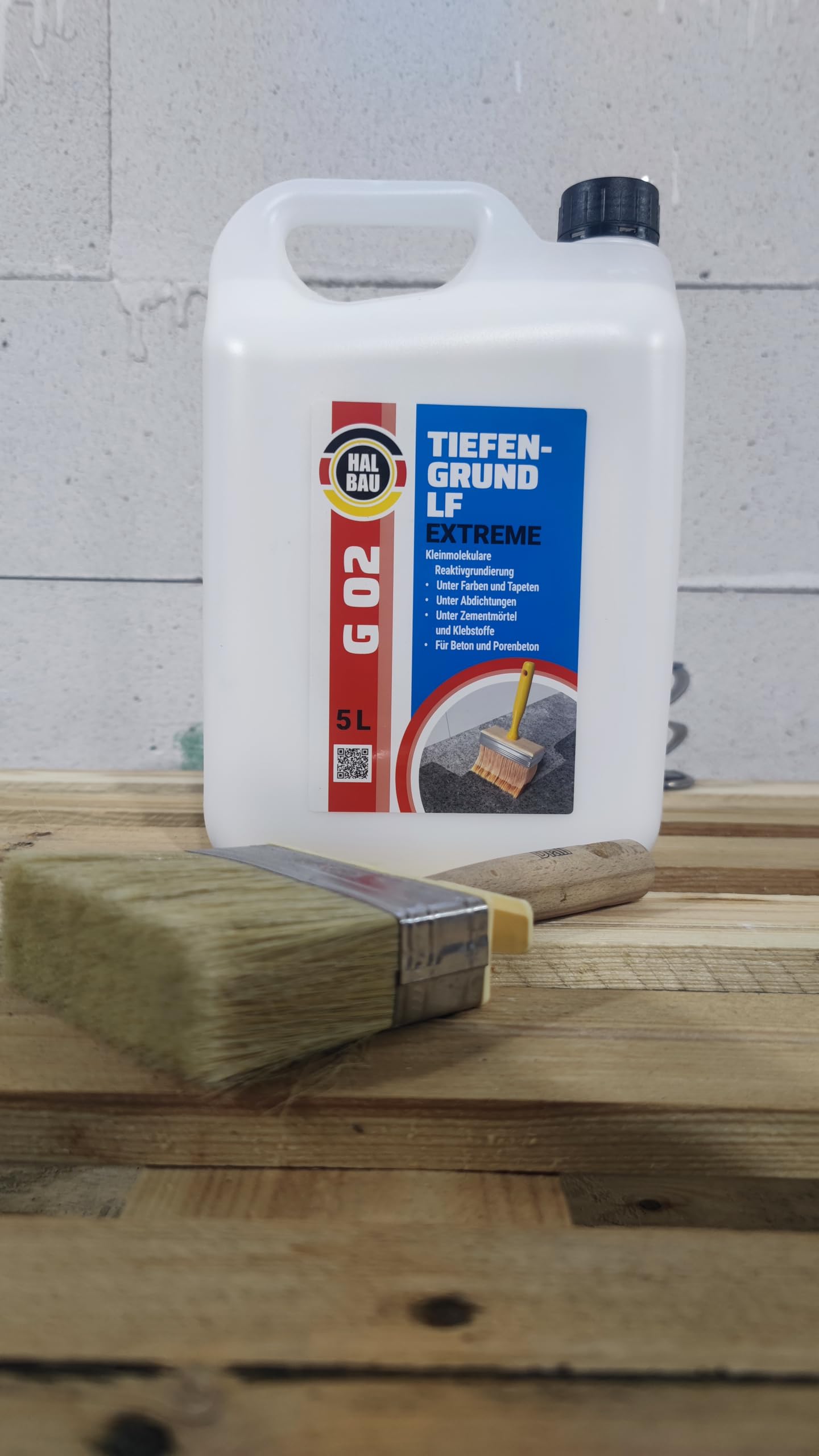 Tiefengrund 20 L mit Kaliwasserglas, Silikatgrundierung für Innen, Aussen, Beton, Farben, Tapeten + Farbroller 25cm mit Bügel, Set G02