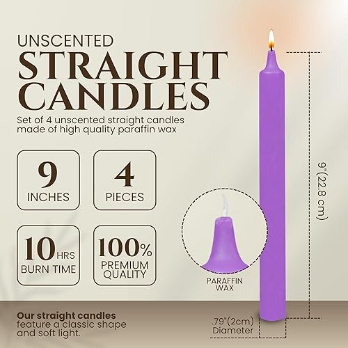 Miniatura 218 de Axiom Candles Velas altas sin goteo de 10 pulgadas sin perfume y sin humo, 9 horas de tiempo de combustión, velas cónicas para el hogar, cenas