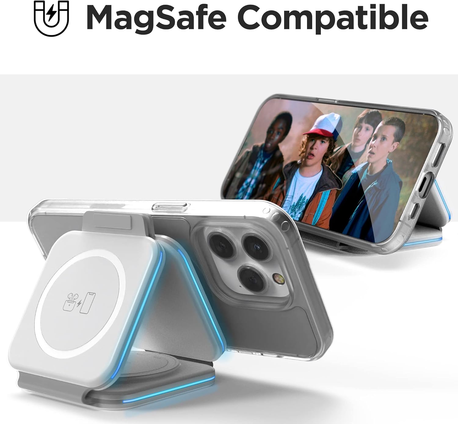 2-Pack Travel 3 in 1 Charging Stations for Multiple Apple Devices - Designed for iPhone, Watch and AirPods, Magnetic Wireless Charging - Foldable Design, Compatible with MagSafe Products - Image 3