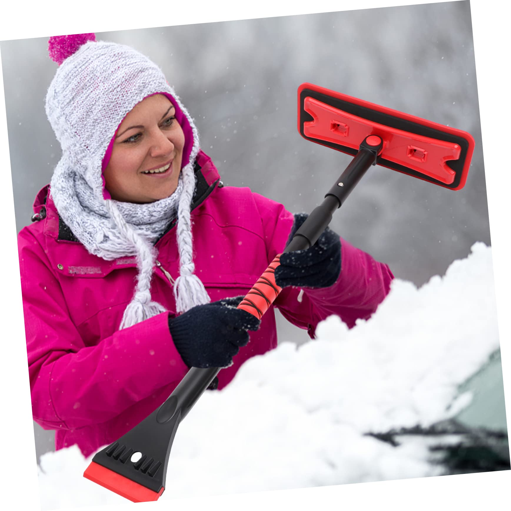 INOOMP 1ensemble Grattoir à Neige Extensible pour Voiture avec Brosse à Neige Eva Outil De Déneigement Pratique Et pour Nettoyer Pare-Brise Hiver