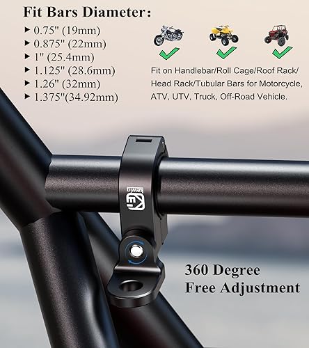 Miniatura 4 de BRCOVAN Soporte de montaje de barra de luz LED todoterreno de aleación de aluminio, apto para rieles redondosmanillares de 0.87511.1251.261.375