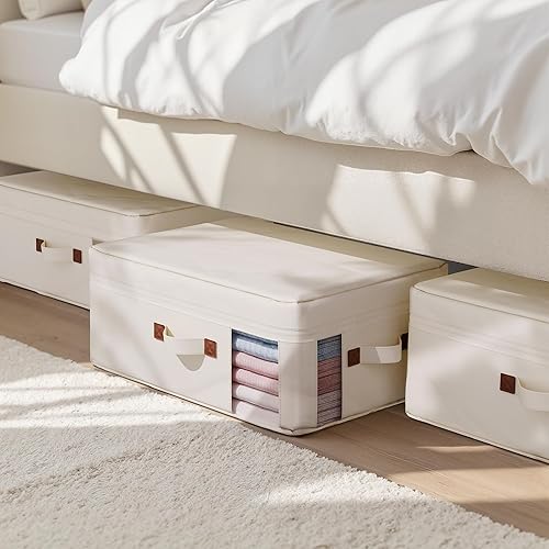 Miniatura 8 de GRANNY SAYS Paquete de 4 bolsas de almacenamiento de ropa, contenedores de almacenamiento plegables, organizadores de armario de 35L para almohadas,