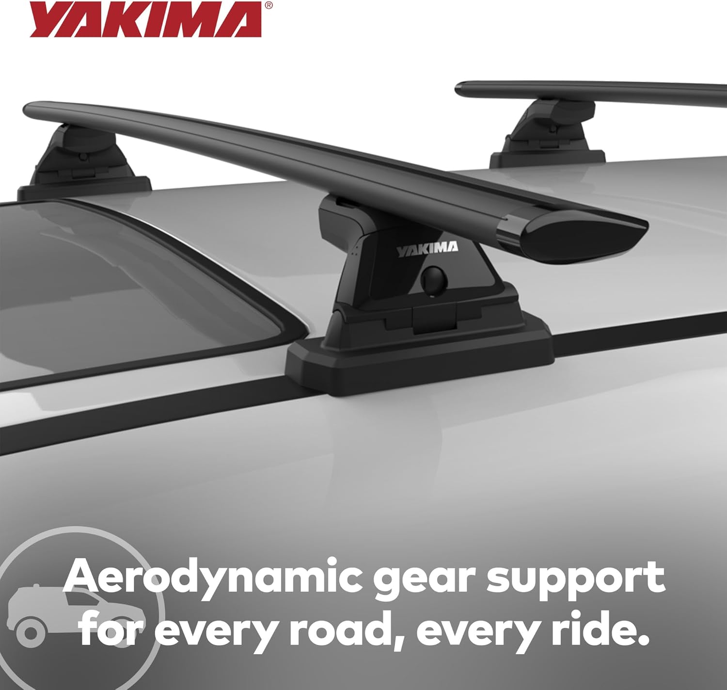 Yakima 60 Inch Aluminum T Slot Jetstream Bar Aerodynamic Crossbars for Roof Rack Systems Compatible with Any Streamline Tower, Black, Set of 2