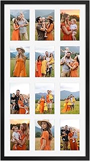 QUTREY 12 Opening Collage Picture Frame 4x6, Black Photo Frame Collage D...