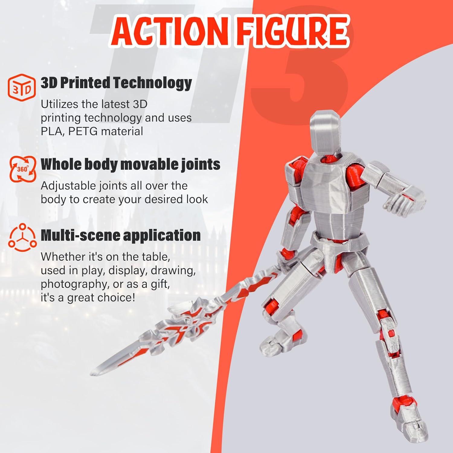 T13 Action Figure Set Assembled-3D Printed Multi-Jointed Movable Dummy 13，Titan 13 Action Figure, Birthday Gifts for Boys, Girls Desktop Decorations