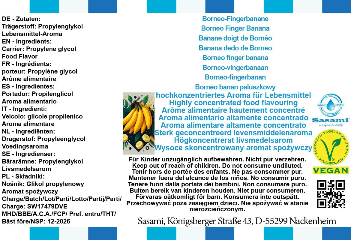 Borneo banan paluszkowy aromat koncentrat – Wegański – Sasami – 100ml
