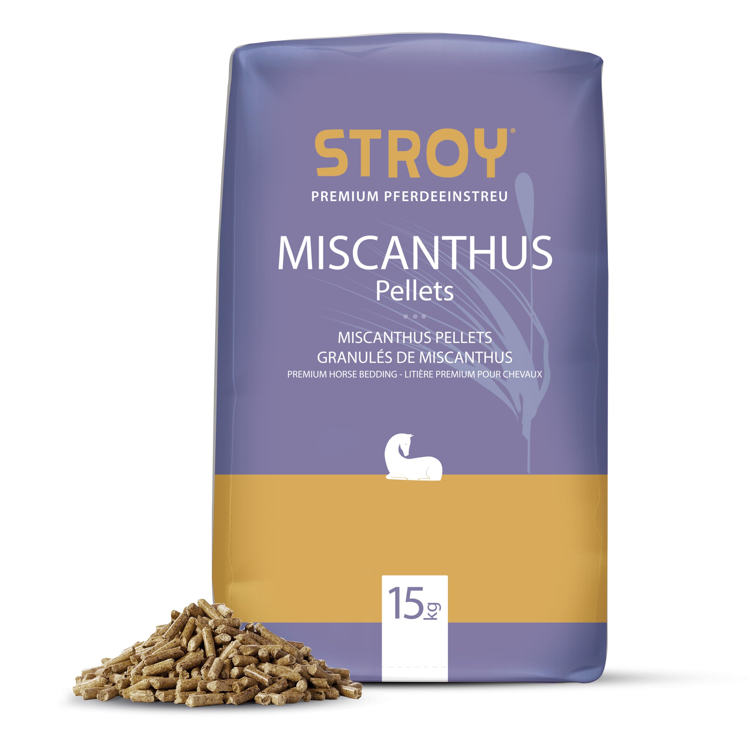 Miscanthuspellets Einstreu Pellets Miscanthus Tier Streu Pellet Für Großtier Kleintier Pferde Stall Box Paddock 15kg Sack / 1 Karton