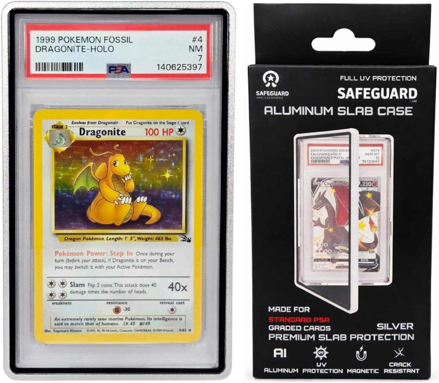 Metal PSA Slab Bumper Case UV Resistant- Safeguard Stackable Magnetic Aluminum Metal Case For Graded Cards (Metallic Silver)
