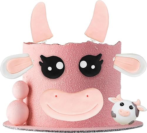 Paquete de 8 decoraciones de pastel de vaca, decoraciones de vaca 3D, decoración de pastel de cumpleaños de animales de granja, decoración de pastel