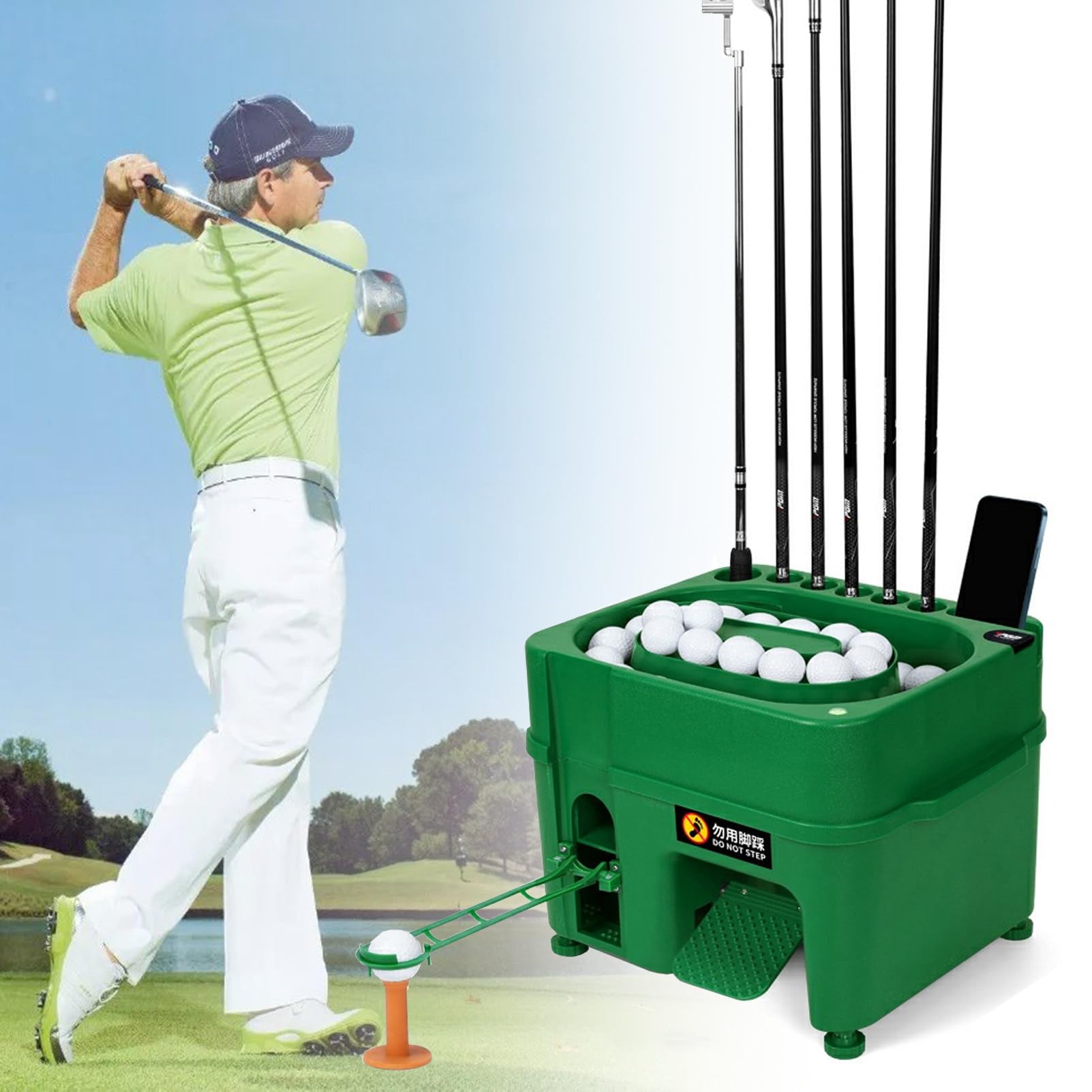 Dozownik piłek golfowych, urządzenie do gry w piłeczki golfowe, regulowana wysokość, maszyna do koszulki golfowej z 6 gniazdami klubowymi do symulacji wewnętrznych strzelnic