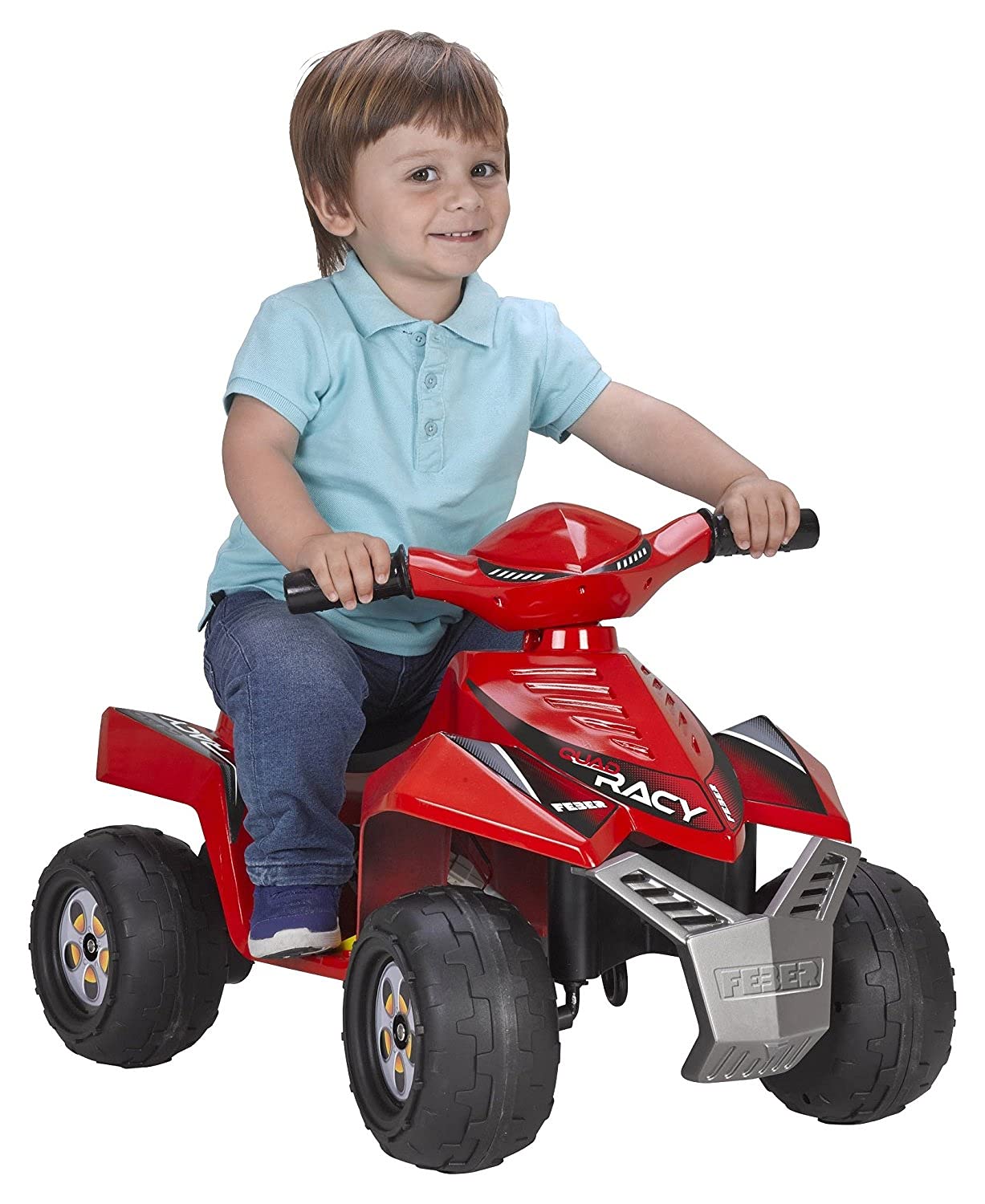FEBER - Quad Racy 6V, samochód elektryczny dla dzieci w wieku od 18 miesięcy do 3 lat, z przepustnicą, duże i wytrzymałe koła zapewniające stabilność, do 40 min baterii, z dołączoną ładowarką, Famosa