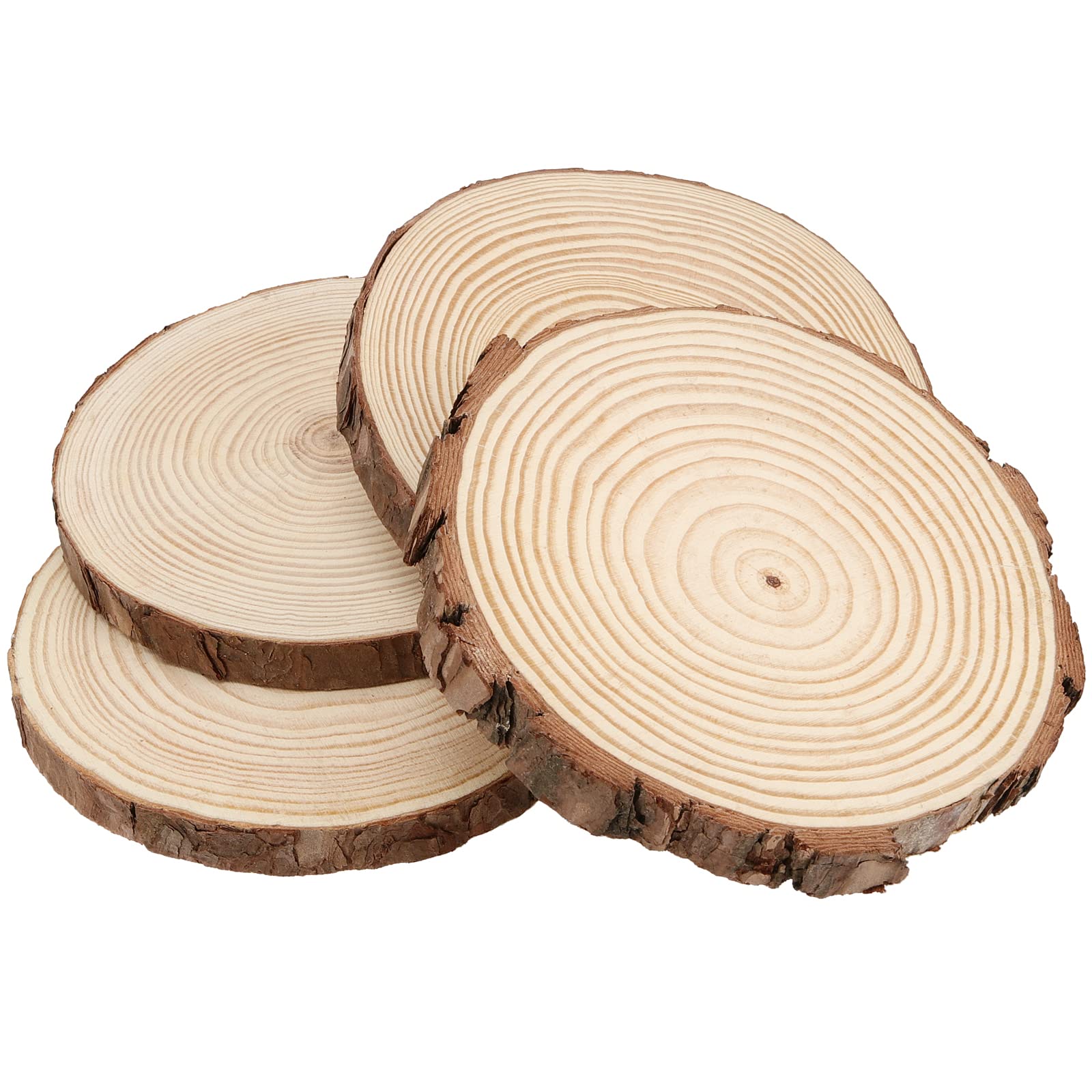 MUKLEI 8 Stück 23–25 cm Holzscheiben rund, ohne Loch, Holzscheitscheiben, unlackierte Holzkreise, Holzscheiben für Kunst, DIY-Handwerk, Weihnachtsschmuck, Hochzeitsdekoration, Holzuntersetzer