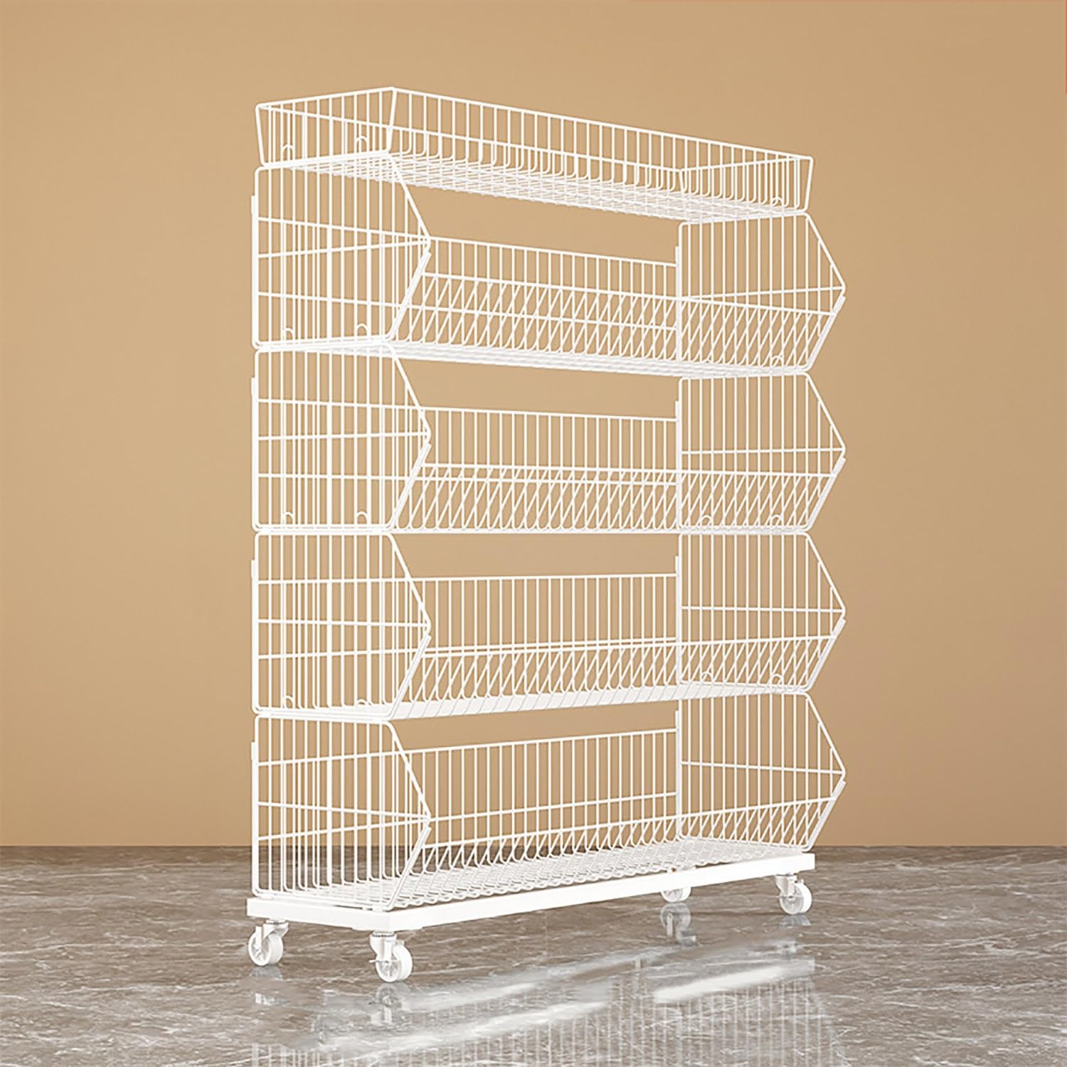 METTEOR Snack Storage Rack,5-Tier Snack Basket, Candy Display Rack, Big Metal Wire Retail Display Racks for Convenience Stores Office Pantry Kitchen, Supermarket Fruit Vegetable Display Sh (White 12