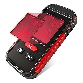 2 in 1 Electromagnetic Radiation Tester Electromagnetic Field Radiation with Sound & Light Alarm Stylish Appearance EMF Inspections for Electric and Magnetic Field Radiation Model AMF118A