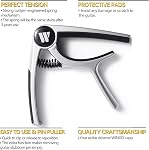 WINGO Guitare Capo pour guitares acoustiques et électriques, Ukulele, Mandolin, Banjo - Argent avec 5 Picks antidérapants.