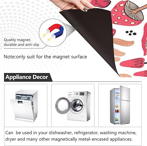 Miniatura 2 de Cubierta magnética decorativa para lavavajillas, diseño de hongo lindo rojo