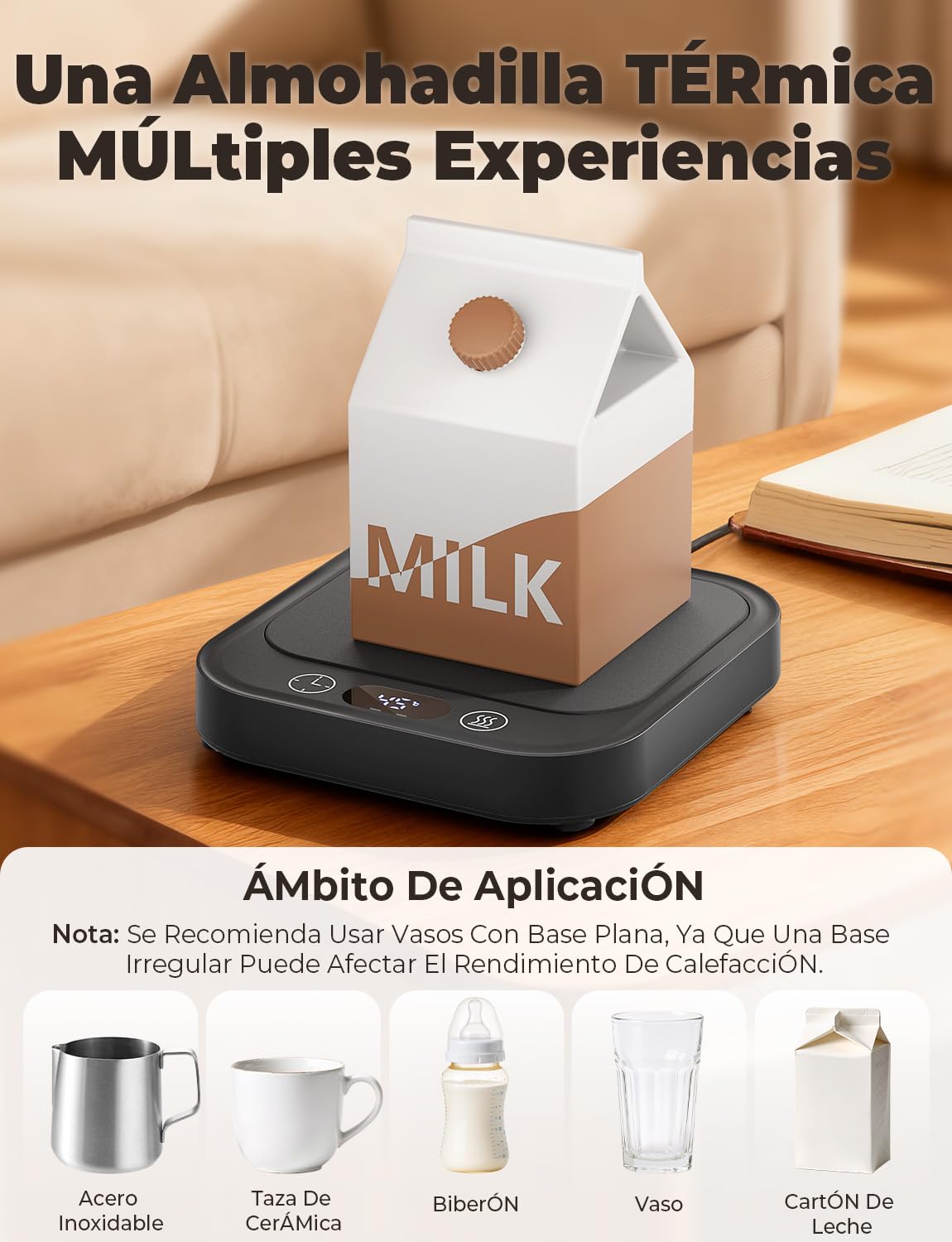 Calentador de Tazas de Café, Calentador Tazas con 4 Niveles Temperatura, Pantalla Digital, Función de Temporizador, Automático Después de 8 Horas, para Calentar Café/Leche/Cacao