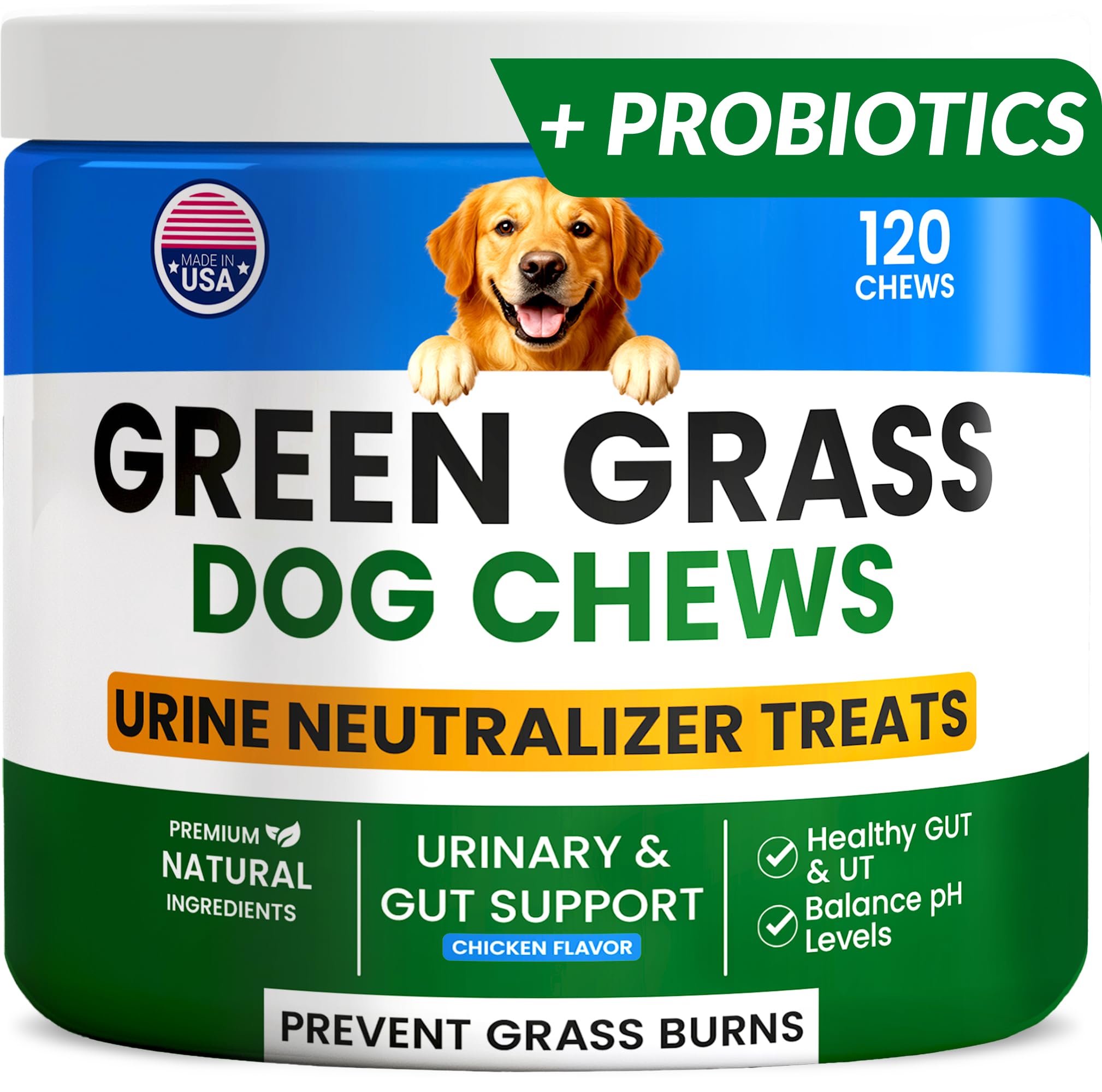 PAWFECTCHEW Green Grass Dog Chews w/Probiotics - Prevent Urine Burning Grass - Dog Pee Grass Spot Saver - Dog Urine Neutralizer for Lawn Treats, UT & Gut Health for Dogs, Lawn Burn from Dog Urine