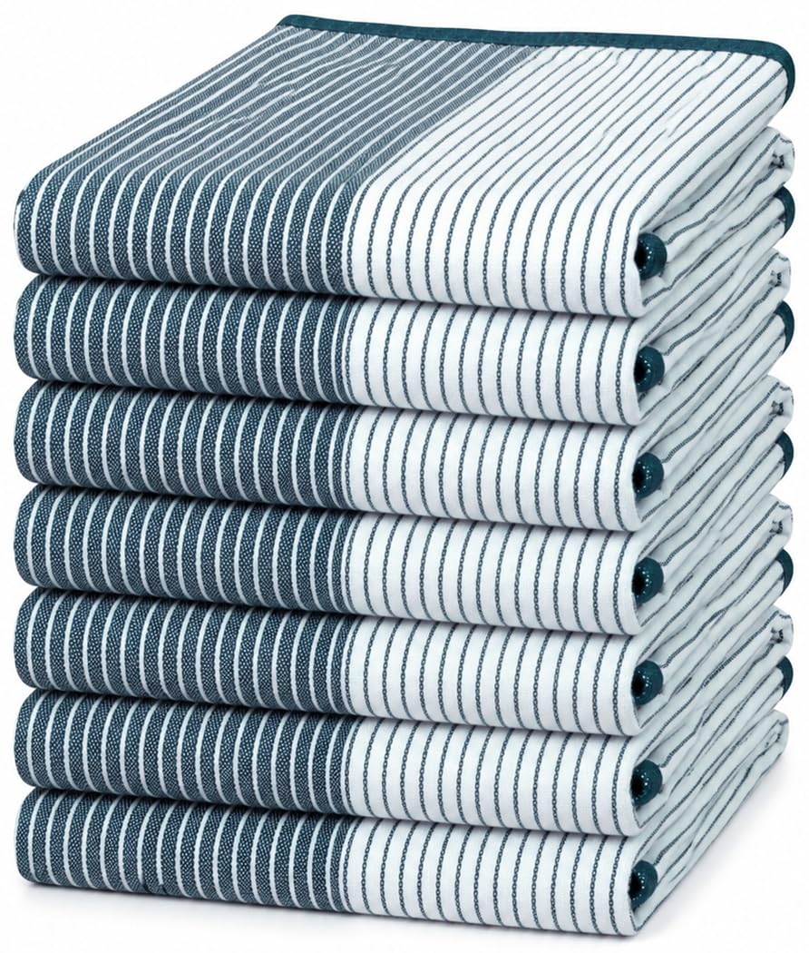 Premium Kitchen Towels 6 Pack 100% Cotton, 20"x28" - Blue
