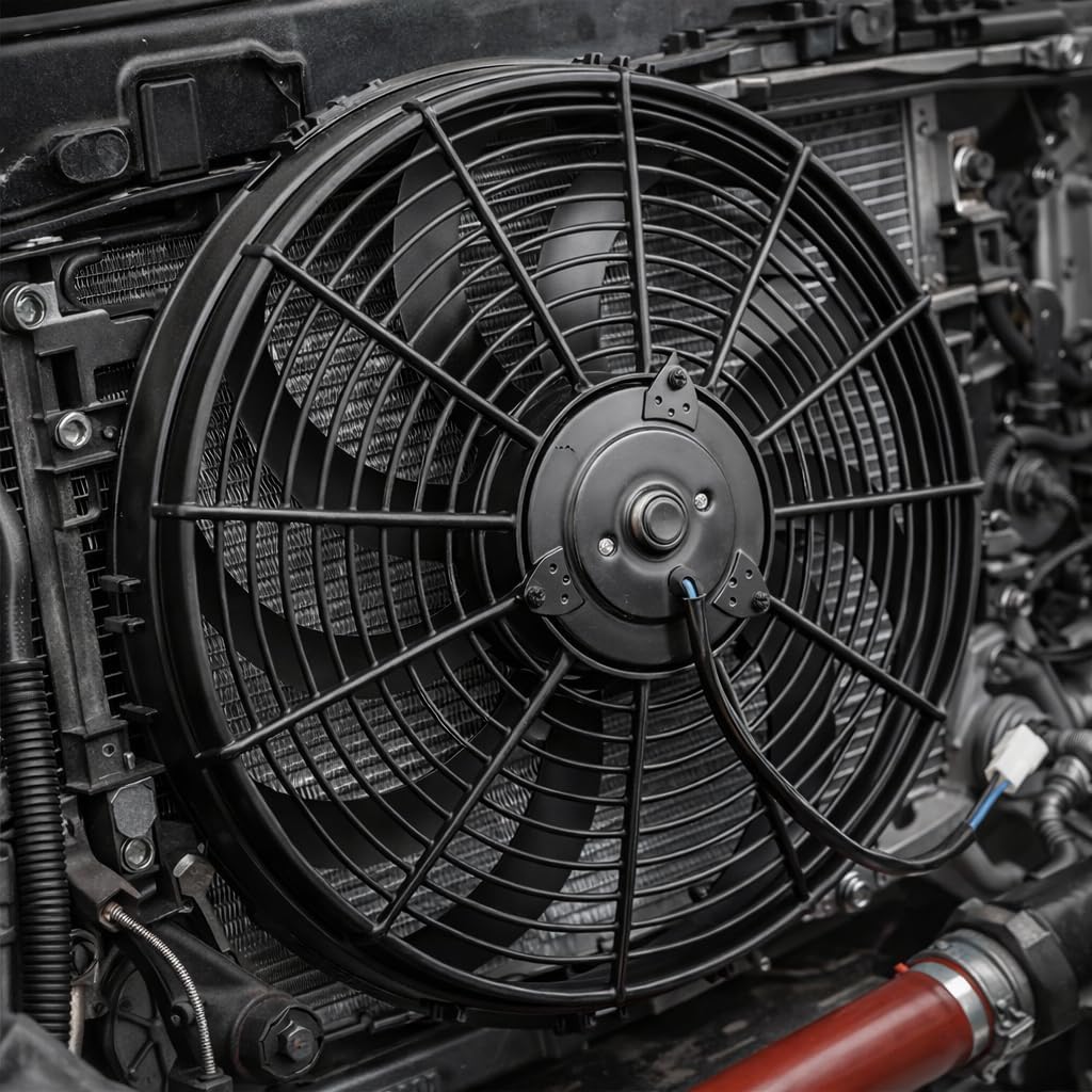 16" 16Inch Electric Radiator Cooling Fan Assembly Kit,High Performance Cooling Radiator Fan with 12V/24V 160W Mount Kit Thermostat Wiring Switch Relay Kit Universal Black