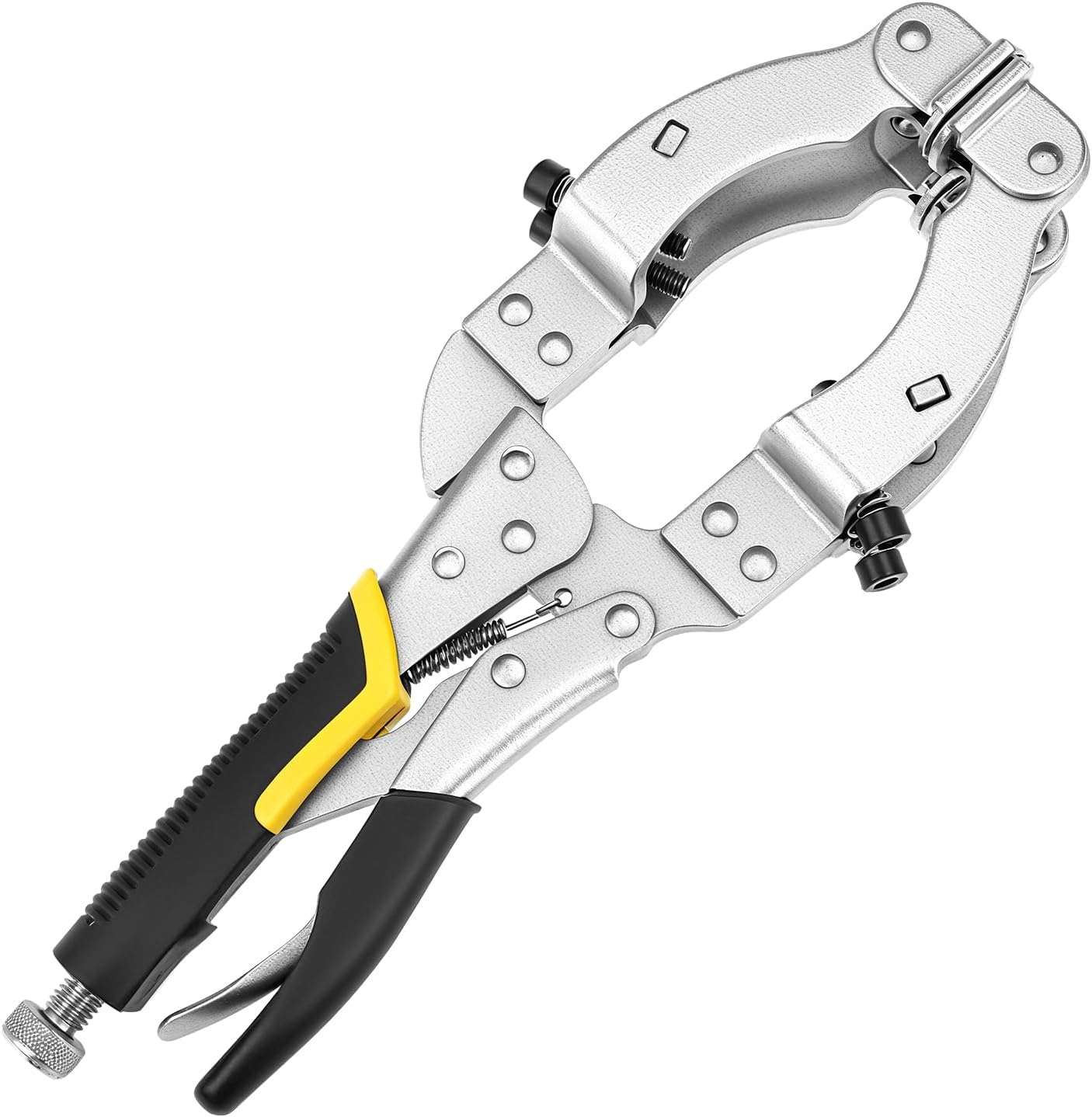 QWORK Locking C-Clamp Pipe and Tube Clamp - 11-Inch Grip with 4 Pads & Rubber Handle for Welding & Woodworking
