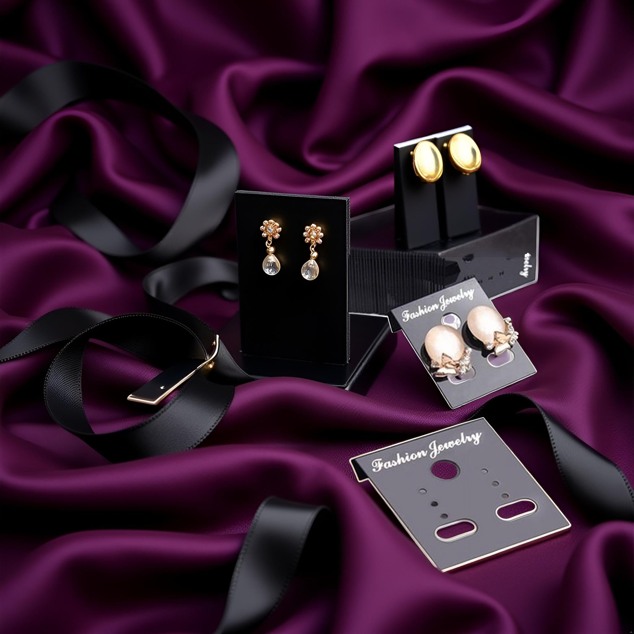 PurYupearl 100 stuks zwarte oorbellen display kaart, plastic sieraden verpakking doe-het-zelf oorbellen houder sieraden display kaartbenodigdheden sieraden maken display en verpakking benodigdheden