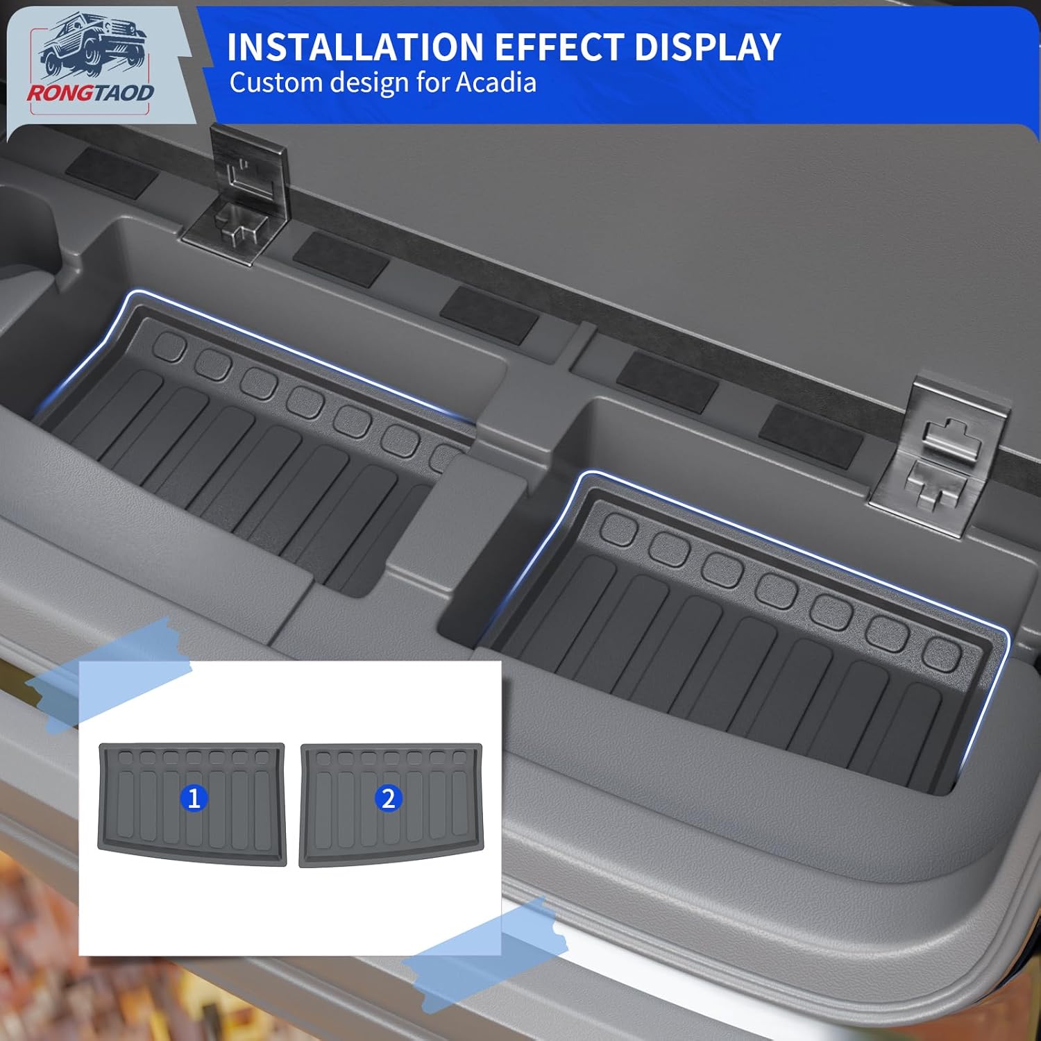 Rongtaod Sub Trunk Mat Compatible with 2017-2023 GMC Acadia 6&7 Seats Cargo Mat Cargo Liner Trunk Liner Rear Lower Mat TPE All Weather 2022 Acadia Accessories (Sub Trunk Mat)