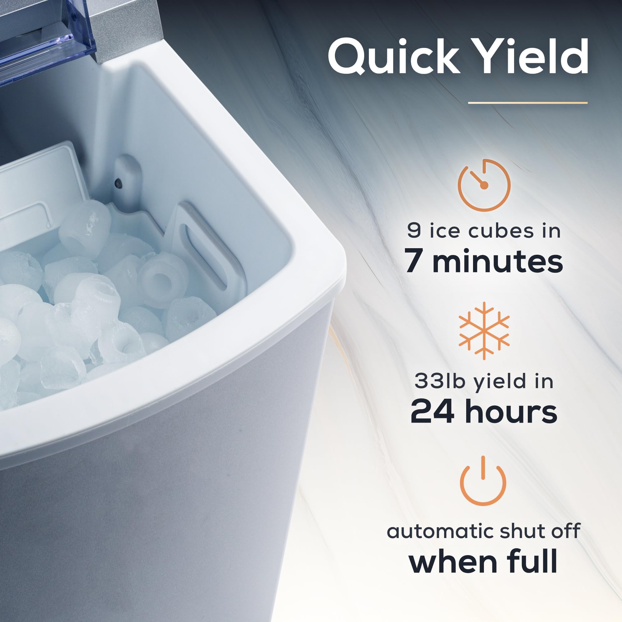 Elechelf Ice Makers Countertop Self Cleaning 33Ibs | Thick Insulation Foaming Layer Heavy-Duty Stainless Steel Bullet Ice Machine | Silver on Fridge.com
