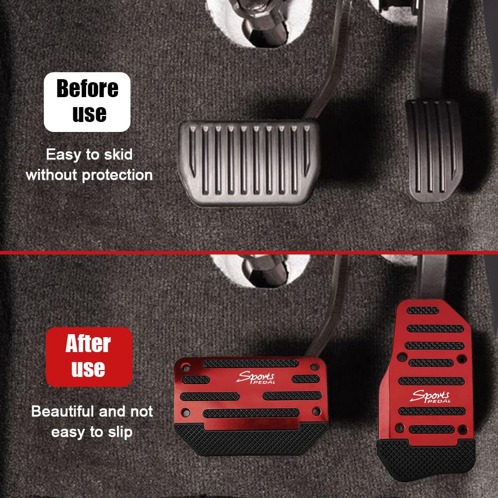 2PCS Non-Slip Car Pedal Covers, Premium Aluminum Alloy Gas and Brake Pedals Covers for Safe Driving, Automatic Transmission Pedal Covers Replacement Kit, Universal Car Accessories for Most Car