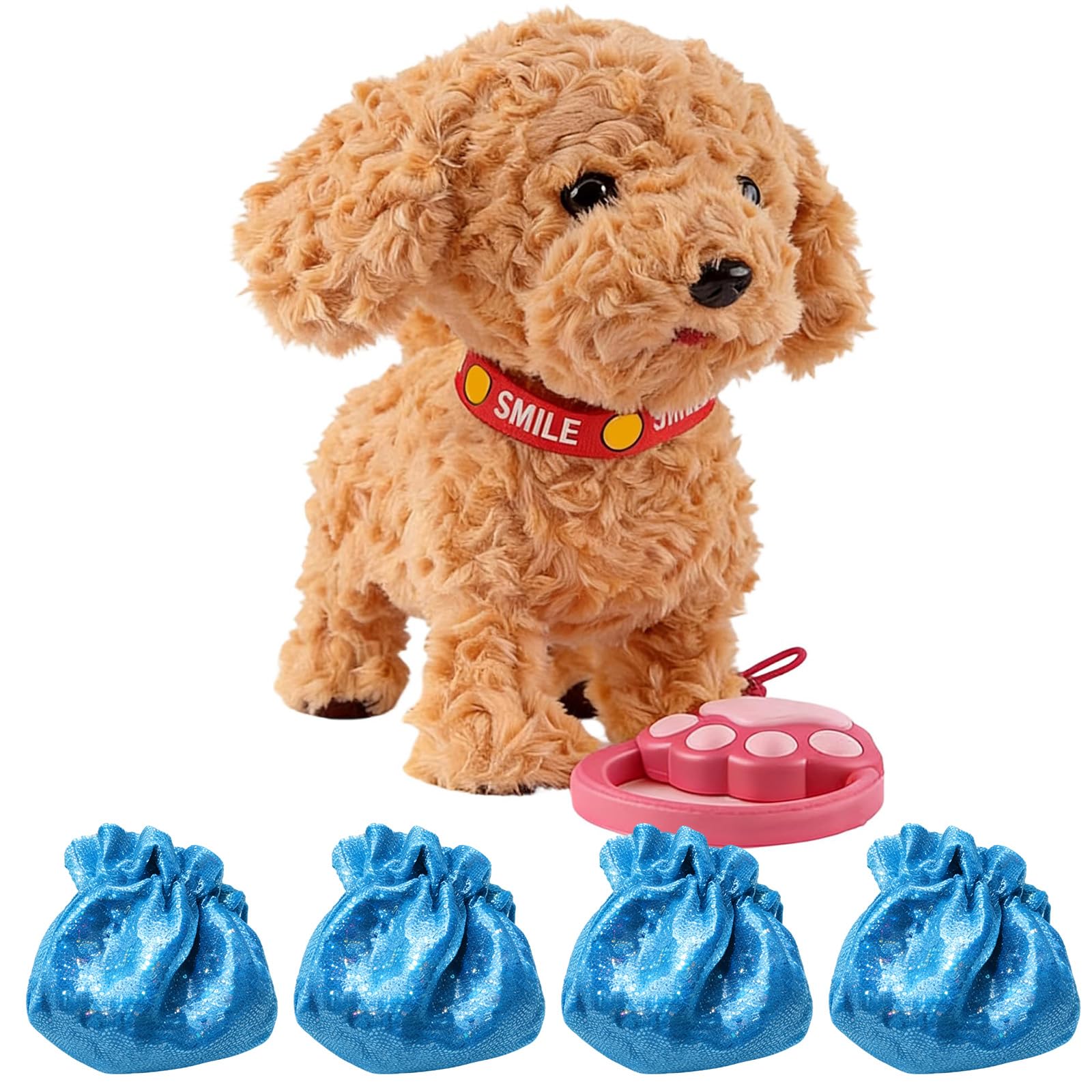 Robot Dogs Realistic, Wuffy Robot Dog, Interactive Walking Plush Robots Dog Toys with Touch Sensing, Voice Mimic, LifelikeSounds, Tongue & Licking Motion,Battery Powered Puppy (Yellow+4 Booties)