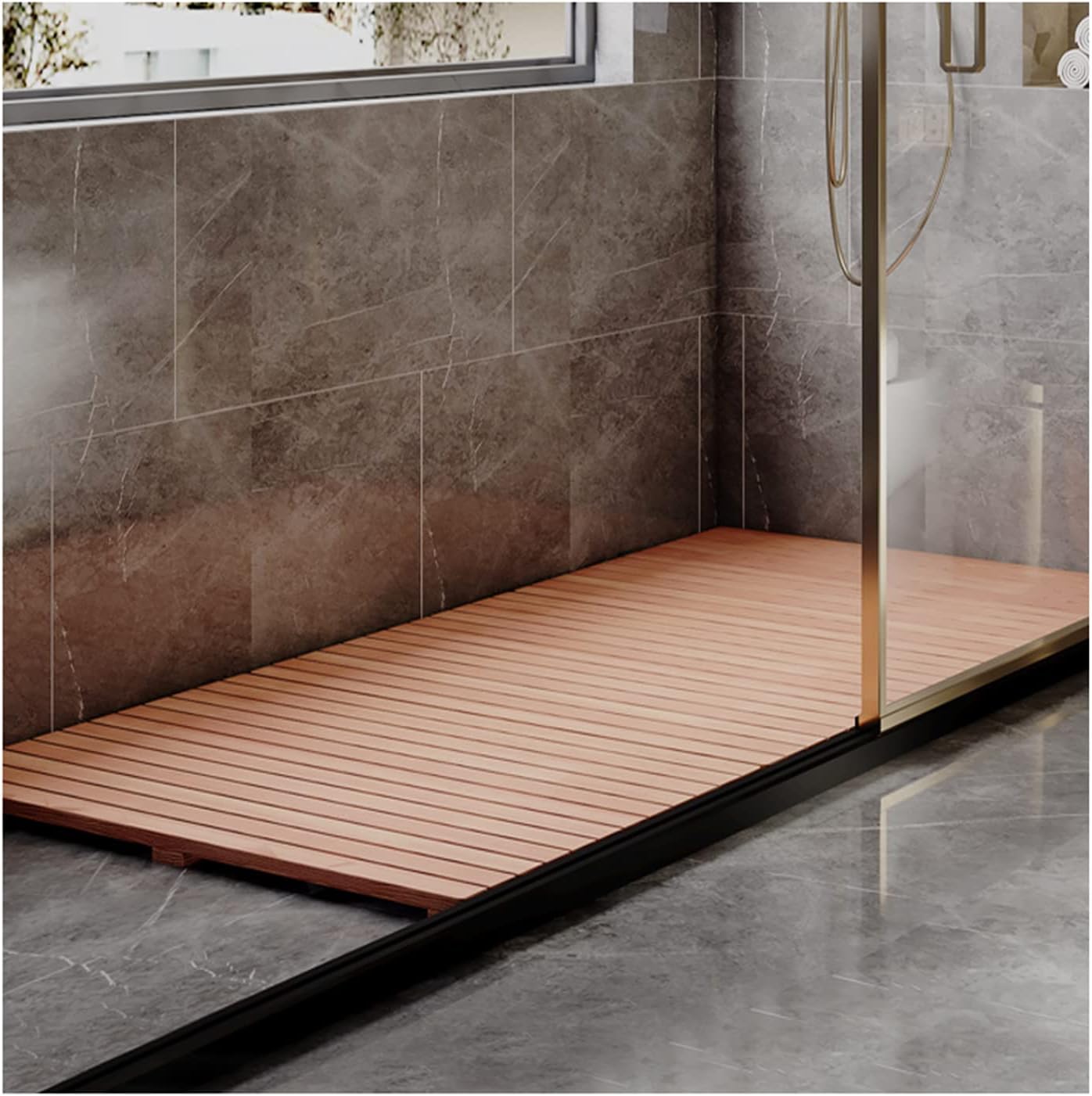 Bamboo Duckboard Bath Mat,Non Slip Shower Bathtub Mat