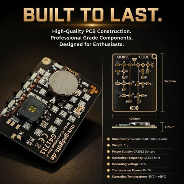 Morse Code Trainer Card Pro, Professional PCB Style with Interactive LEDs & Signal Buttons for Adult Morse Code Learning, Telegraph Practice & Encryption Training for Electronics Lovers (1Pc) - 5